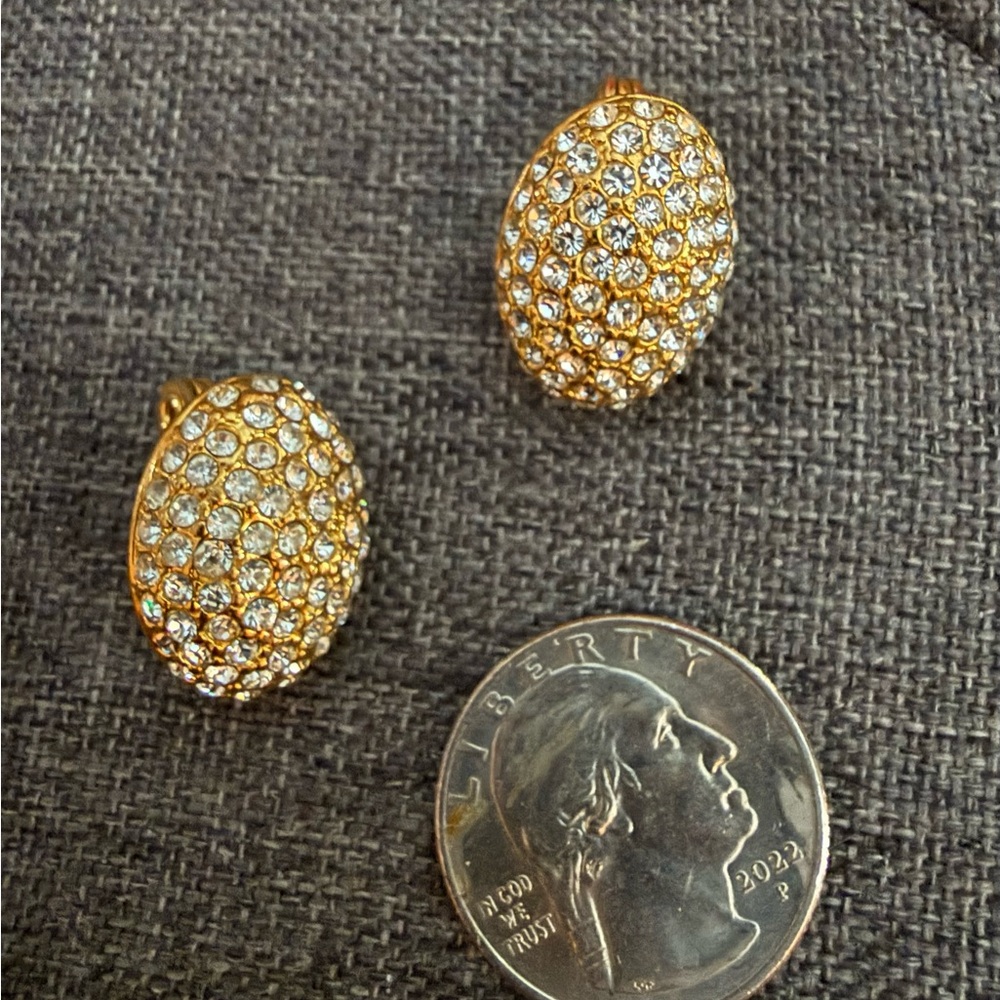Vintage Monet Gold tone Crystal Clip-on Earrings